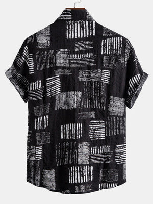 men street style abstract print shirt