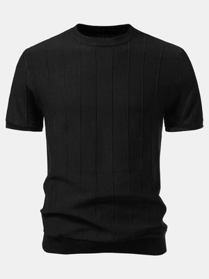 mens striped jacquard knit t shirt casual summer style