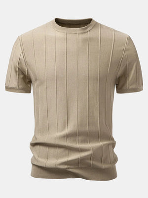 modern striped knit t shirt men casual fashion