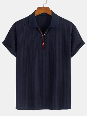 breathable summer zipper polo shirt men