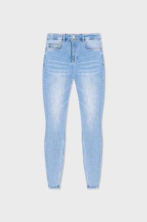Mens Light Blue Skinny Fit Stretch Denim Jeans mylalooks.com