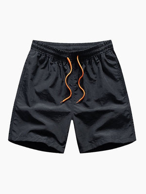 Men’s black casual summer shorts elastic waist beach shorts