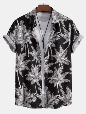 Men’s black tropical shirt beach outfit