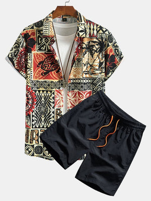 Men’s Tropical Print Shirt & Shorts Set by Myla Looks summer beach outfit
