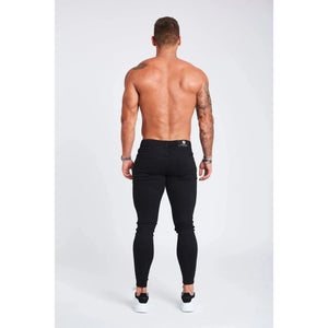 mens black skinny fit stretch denim jeans back view slim fit denim