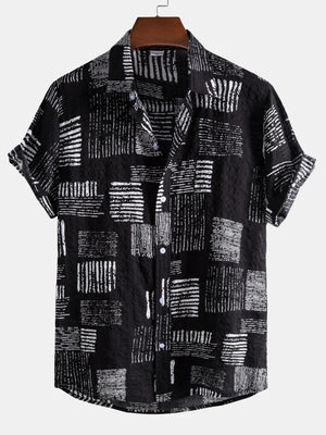 abstract print casual shirt men stylish design