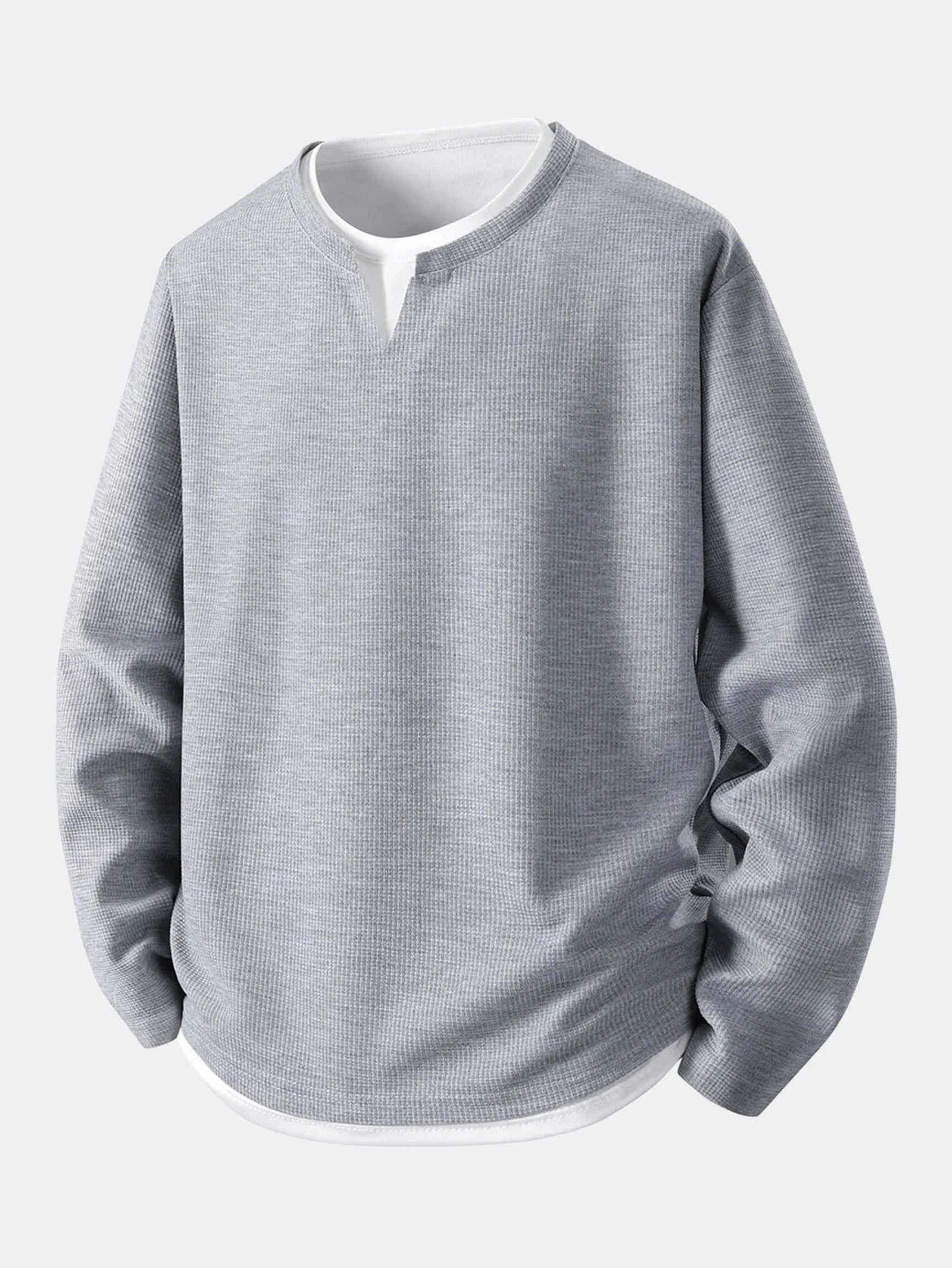 mens relaxed fit waffle knit long sleeve t shirt