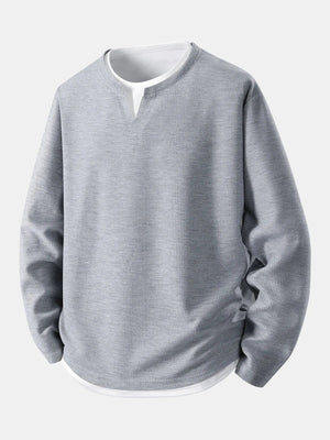 mens relaxed fit waffle knit long sleeve t shirt