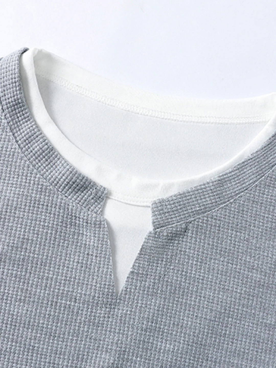 men casual waffle knit long sleeve shirt
