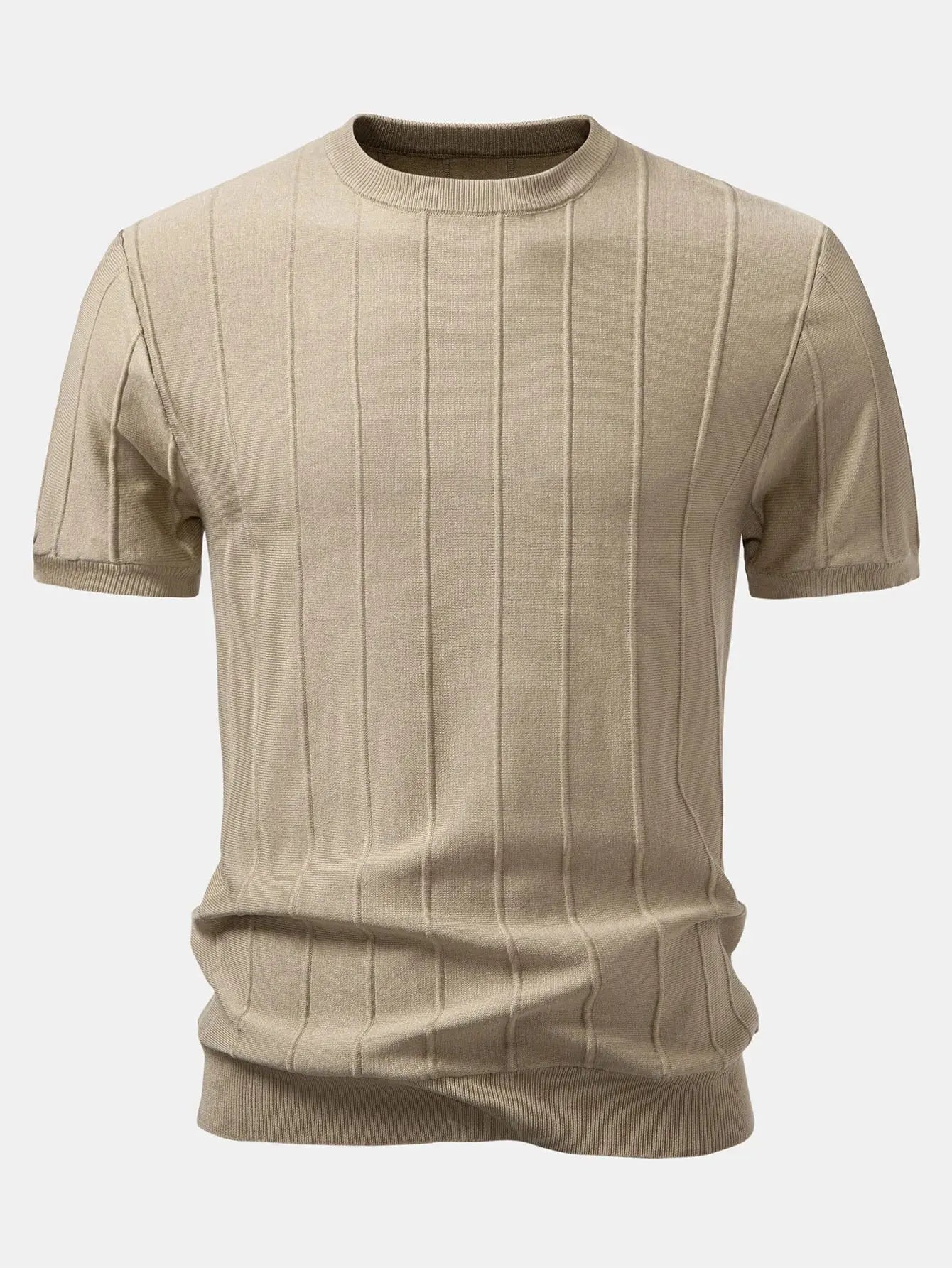 modern striped knit t shirt men casual fashion
