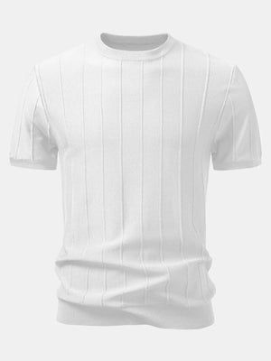 men striped knit t shirt short sleeve casual wear