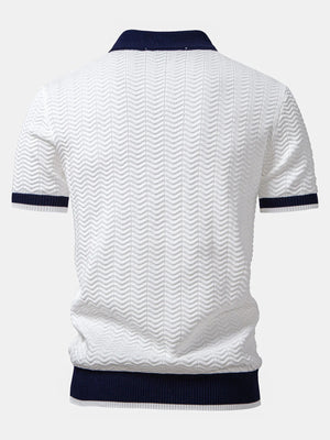 men lapel knitted polo shirt breathable fabric