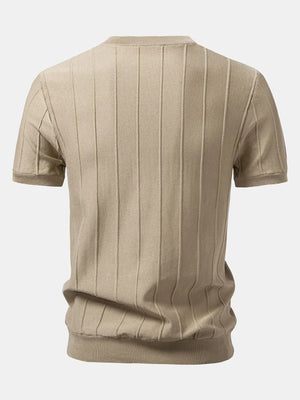 men short sleeve striped jacquard t shirt outfit