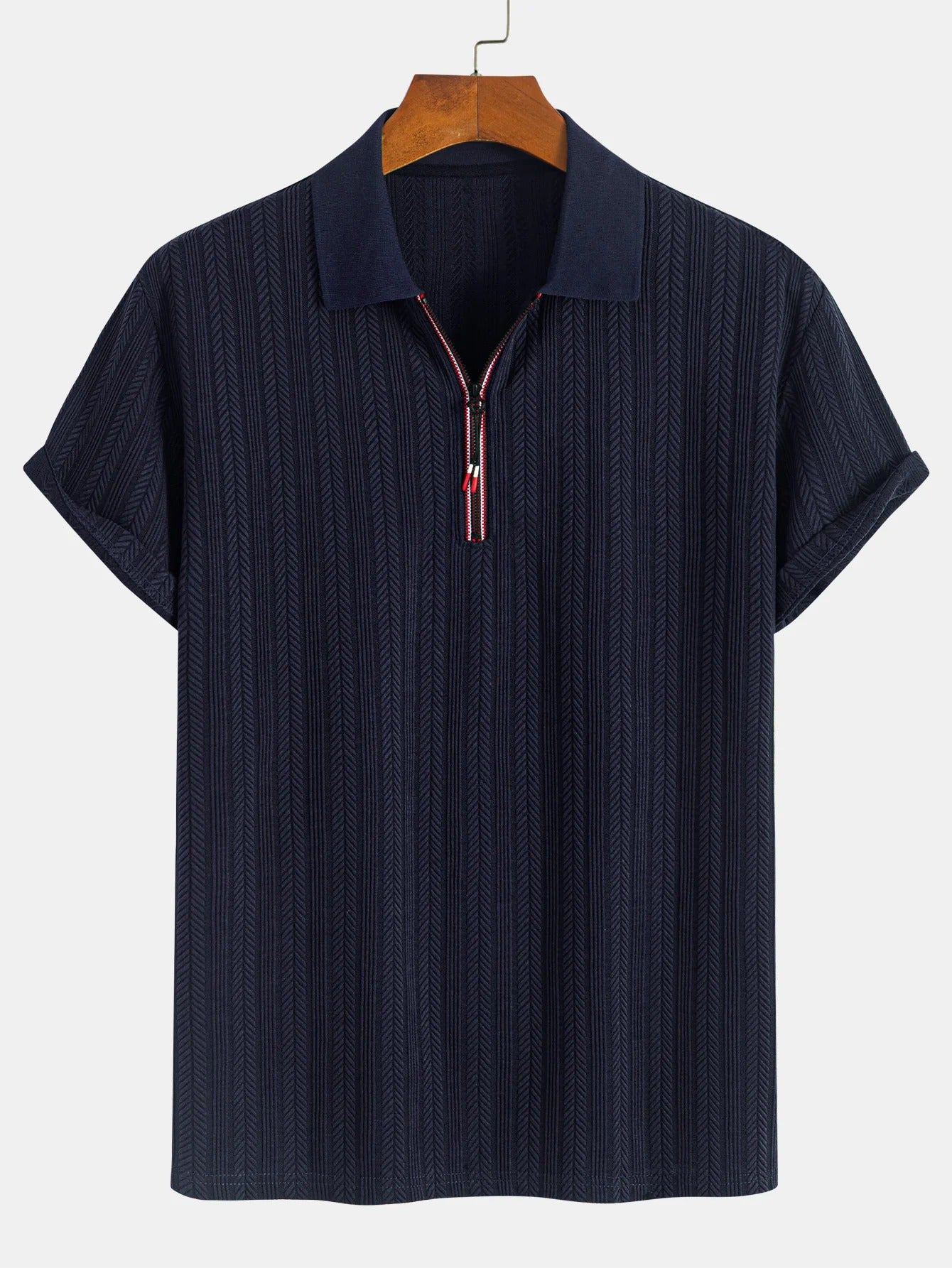 breathable summer zipper polo shirt men