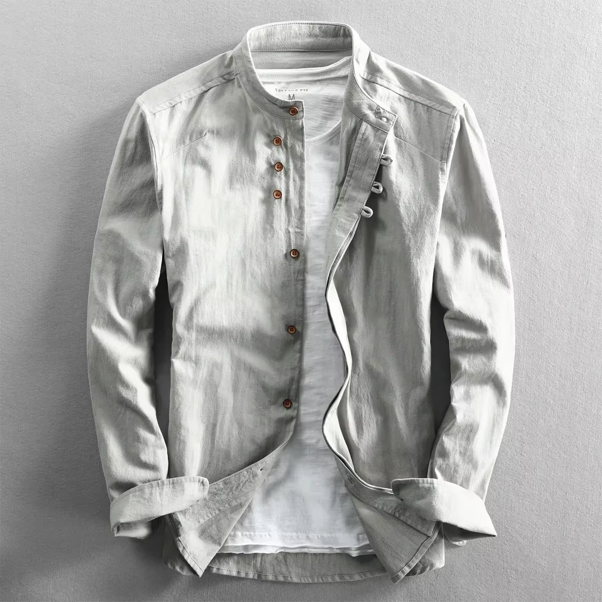 mens katana japanese style light grey shirt samurai streetwear fashion