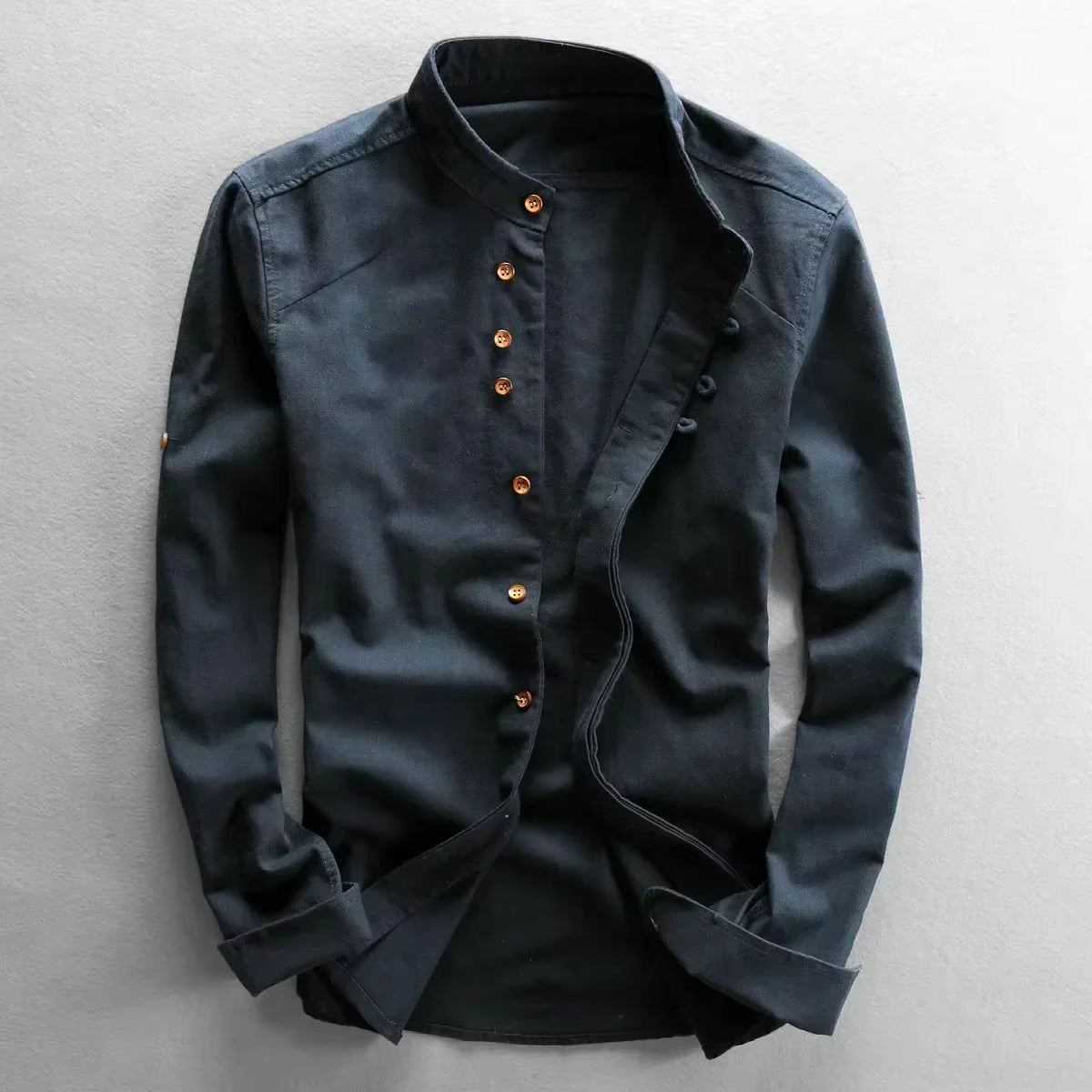 mens katana japanese style navy blue shirt samurai streetwear fashion