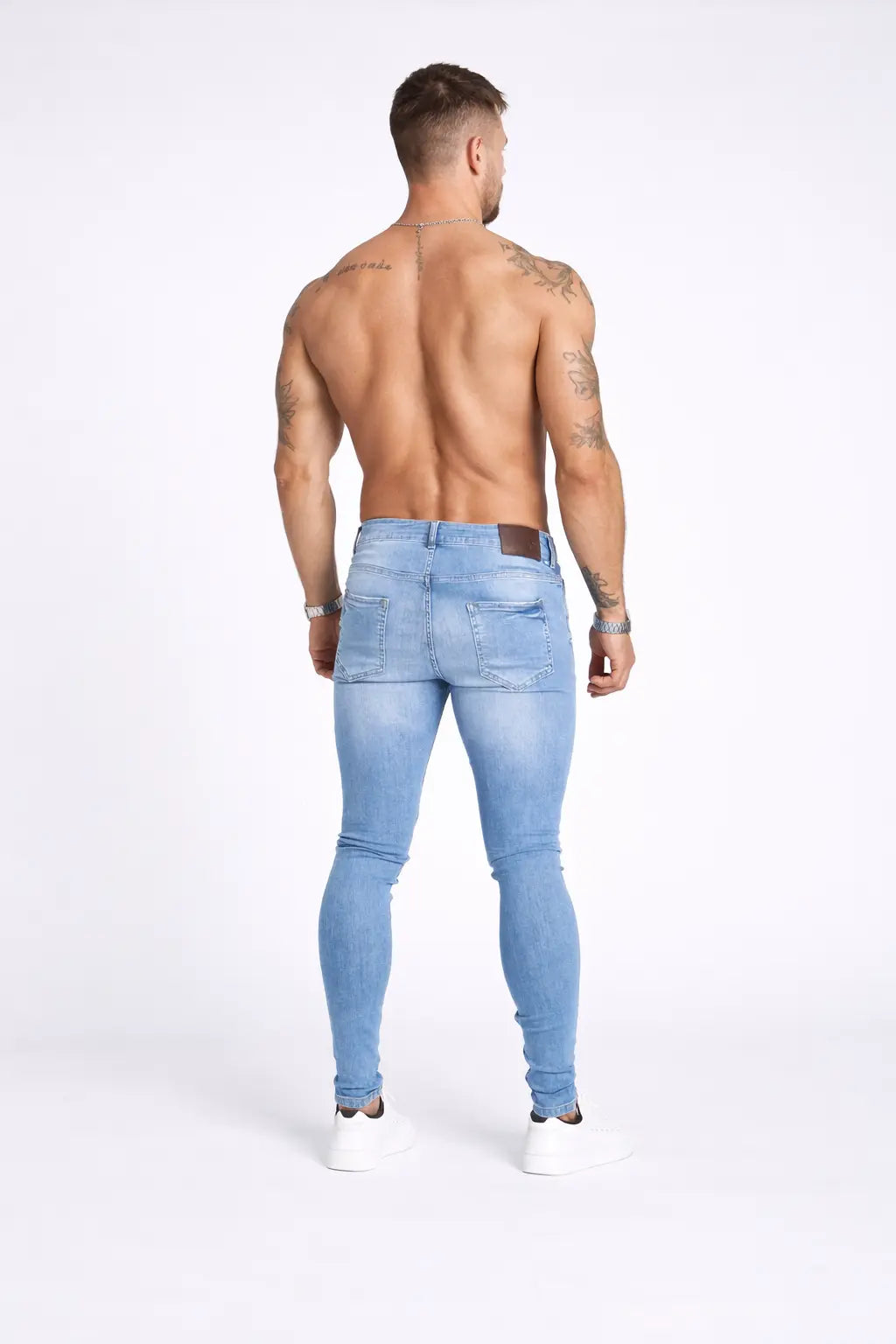 Mens Light Blue Skinny Fit Stretch Denim Jeans mylalooks.com