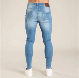 Mens Light Blue Skinny Fit Stretch Denim Jeans mylalooks.com