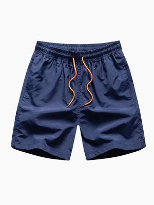 Men’s navy blue summer shorts elastic waist lightweight beach wear