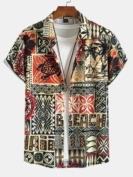 Men’s tropical print button up shirt summer fashion beach vacation style