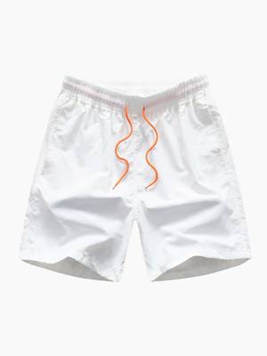 Men’s white summer shorts elastic waist lightweight beach wear