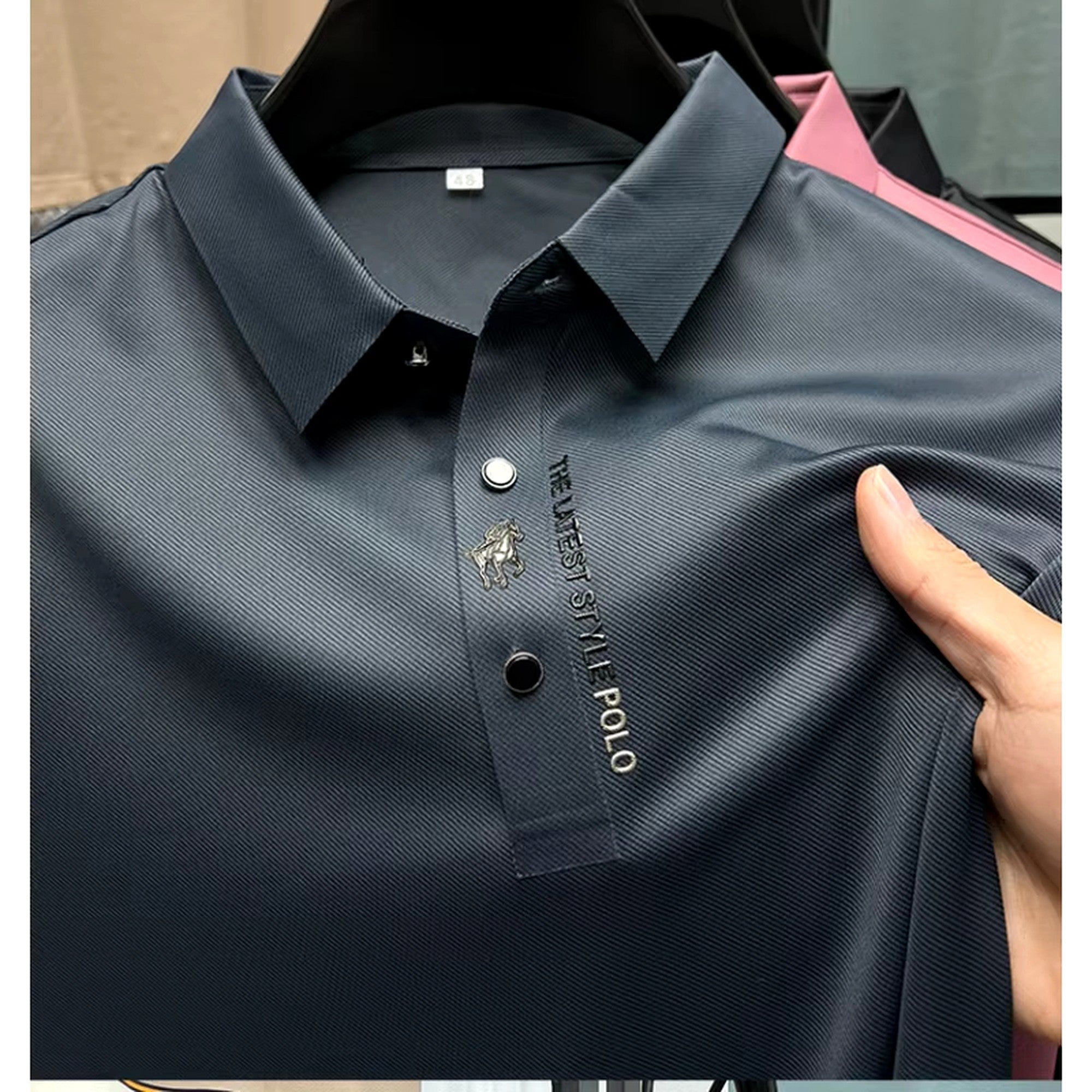 premium men polo shirt wrinkle free fabric